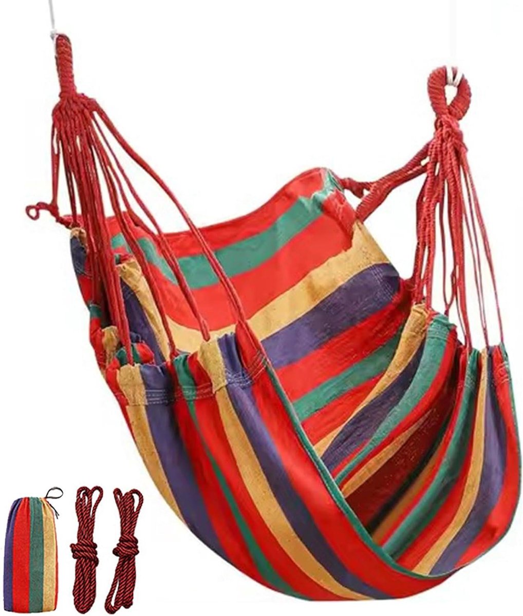 Hangstoel Canvas - Schommelstoel Zithangmat - Ontspannen Buiten - 1500 kg Draagkracht - 130 x 100 cm - Beige