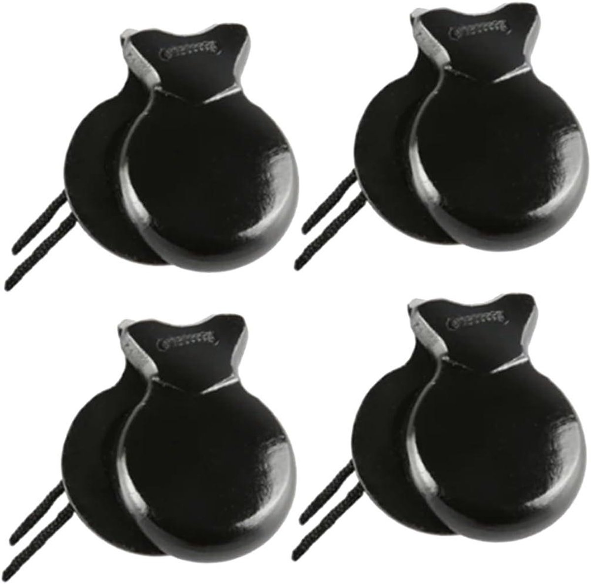 Spaanse Castagnetten - Hand Percussie - Muziek Leren - Houten Materiaal - 4 Stuks - Zwart
