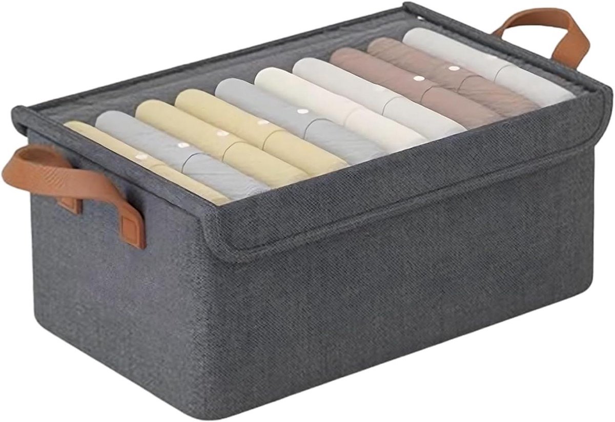 Opbergdozen - Opbergboxen - Ruimte Ordenen - Transparant Deksel - 485 x 11 x 19 cm - Grijs