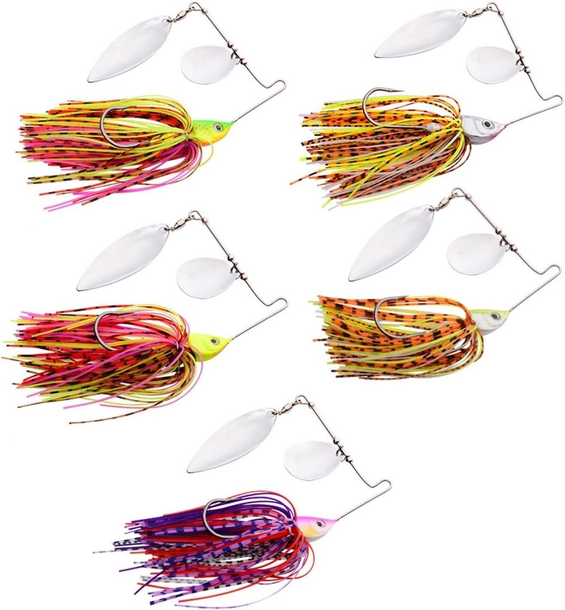 Vissen Lokazen - Spinner Aas - Zoetwater Zoutwater - 3D Ogen - 5 stuks 15g - Diverse kleuren