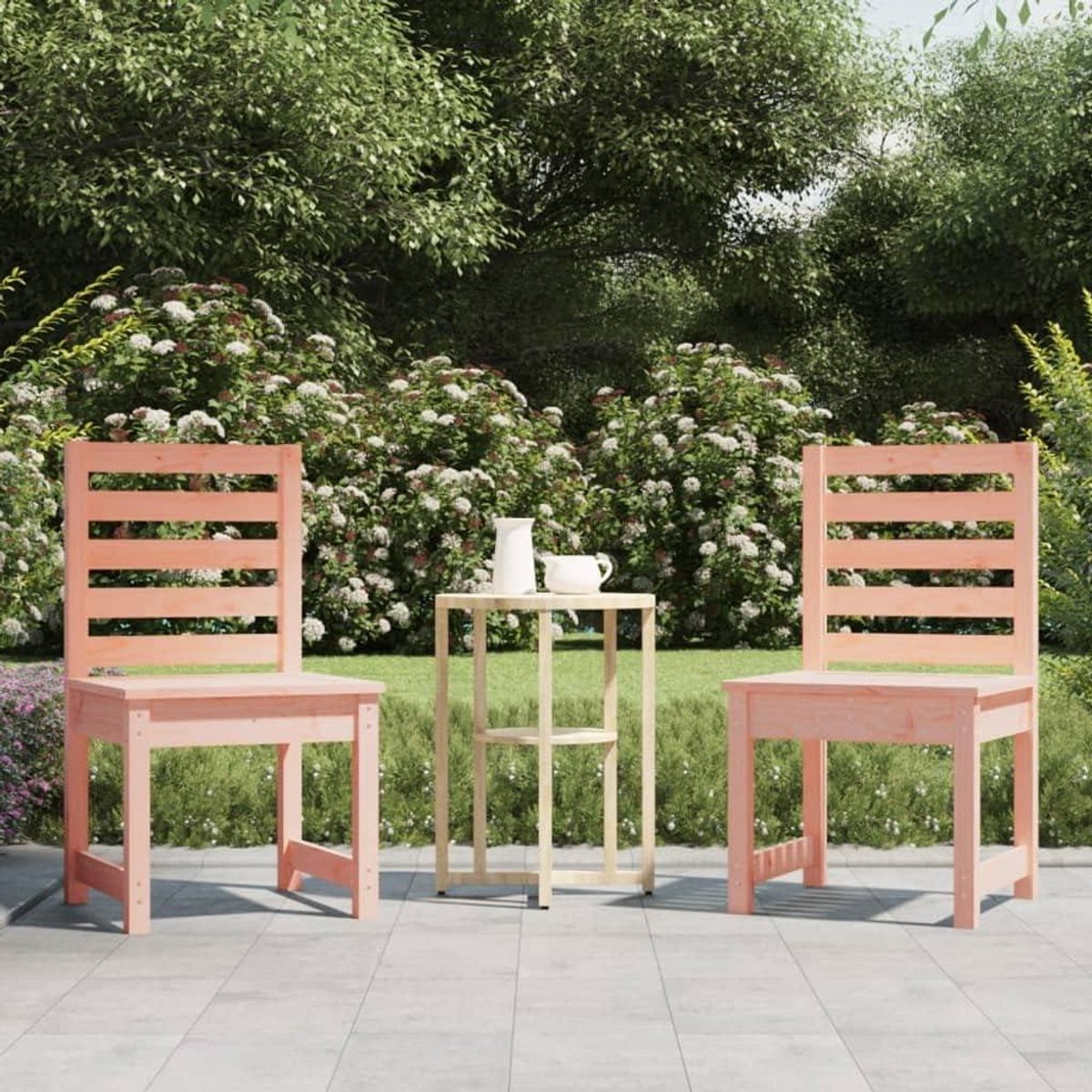 Tuinstoelen Set - Buitenstoelen Stoelen - Buiten Zitten - Stevig Aluminium Frame - 40.5 x 48 x 91.5 cm - Houtkleur