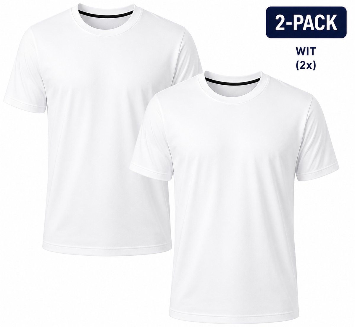 2-Pack - T-Shirts Heren - 100% Katoen - 2x Wit - Comfort Fit - 3XL