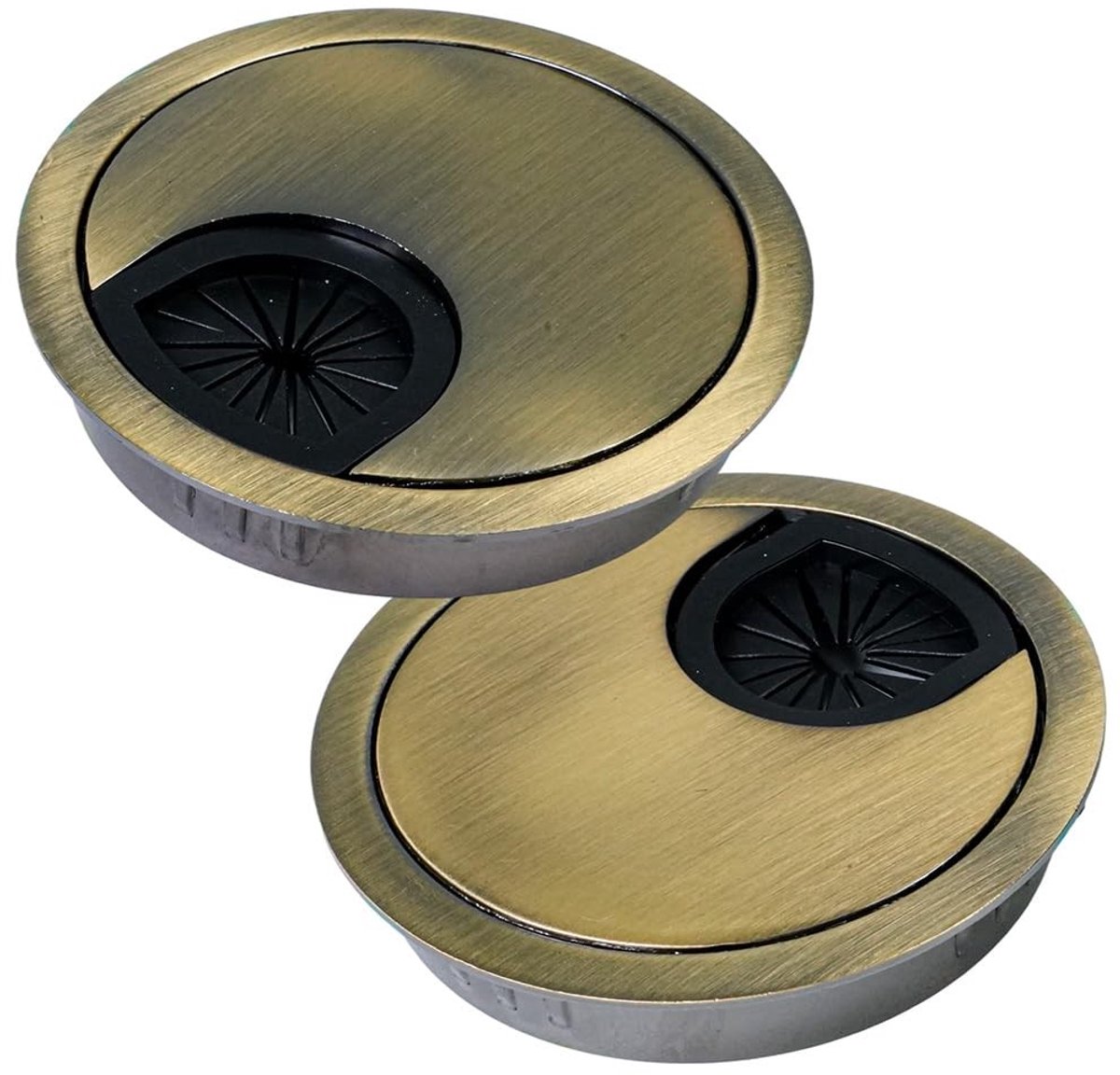 Dailygoods - Set van 2 Kabeldoorvoeren voor Bureau, Antiek Groenbrons