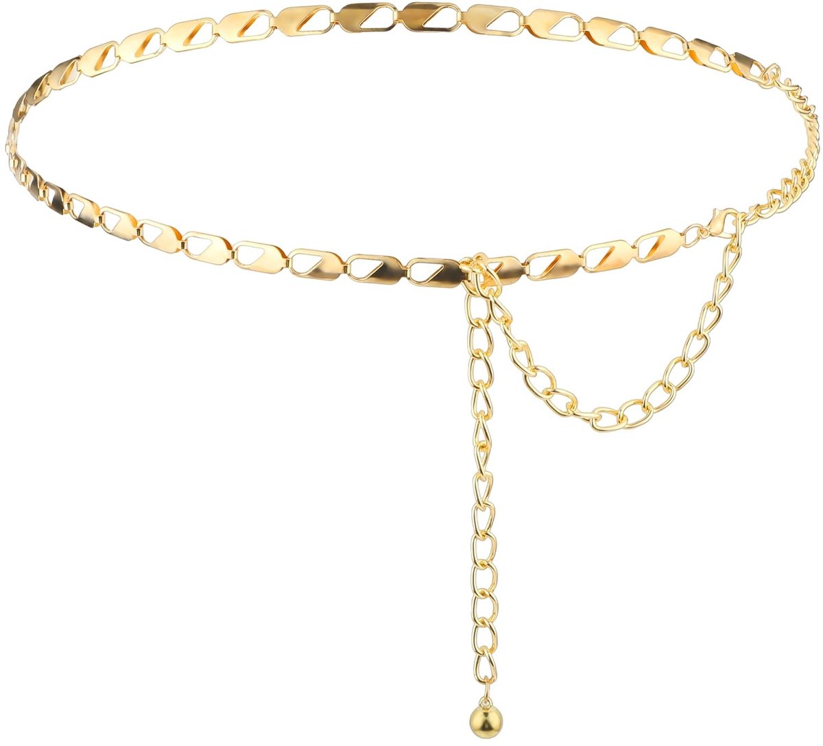Dailygoods - Dailygoody - Taillekettingriem Dames - Verstelbare Taille Riem - Goud - Kettingschakel Riem - Geschikt voor Jeans en Jurk - 115 cm
