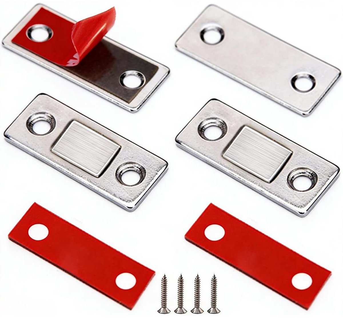 Deurmagneten - Magneetsnappers - Kastdeuren Sluiten - Zelfklevend Zonder Boren - 42 mm - Zilver