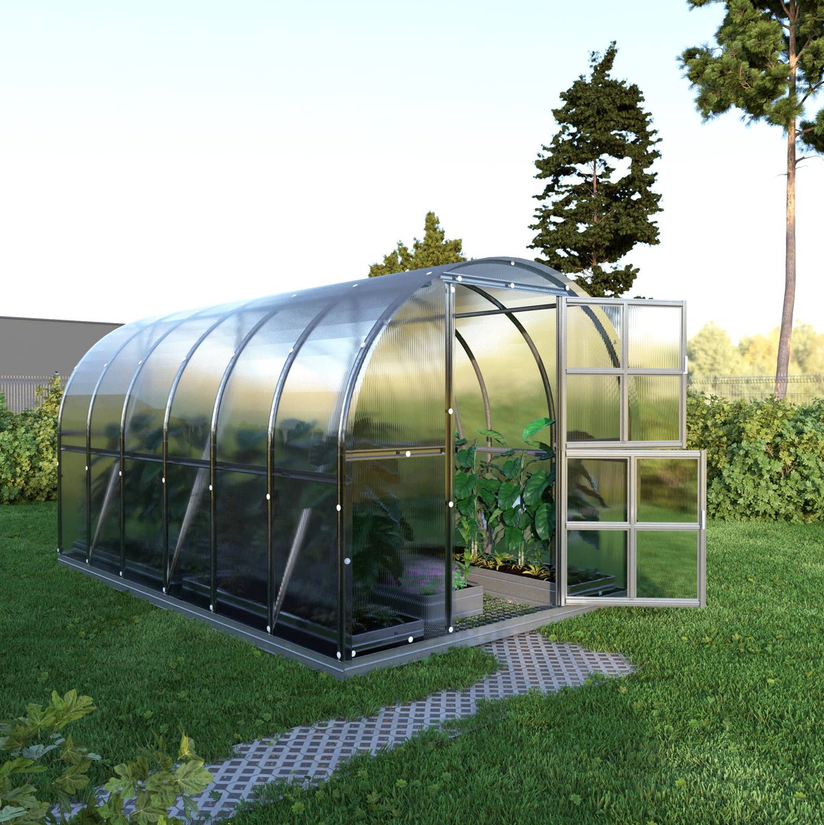 KLASIKA Tuinkas Arch - Kassen - Polycarbonaat - 4 mm - 12 m² - Automatische Deuropener