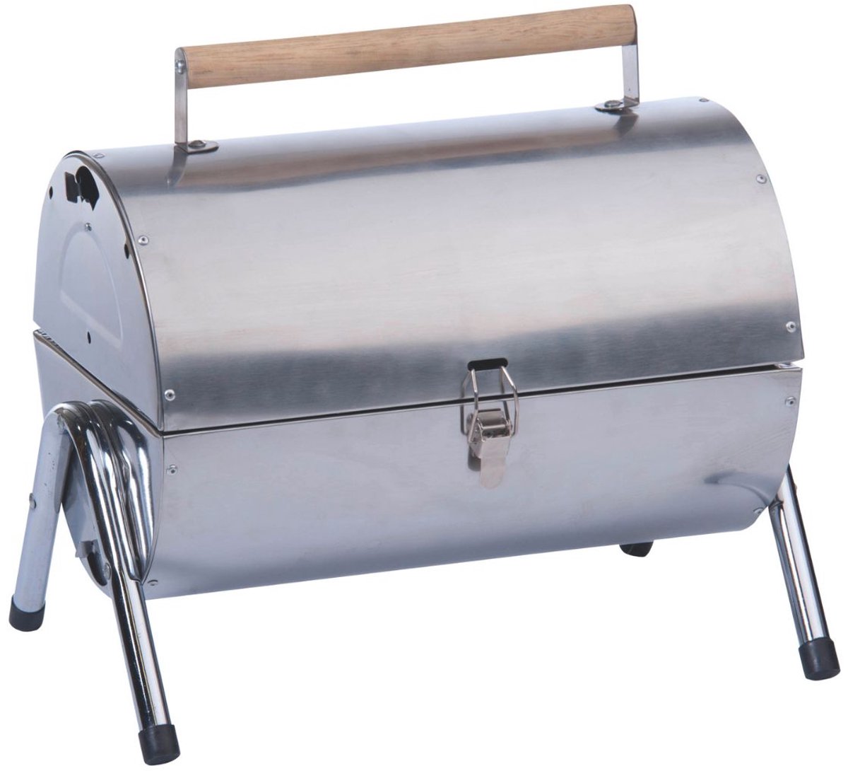 alpina Houtskool BBQ - Draagbare BBQ met Handgreep - Barbecue Camping met Ventilatie En Sluitclip - Houtskoolbarbecue Compact 38 x 30 x 19 cm - RVS – foto 8