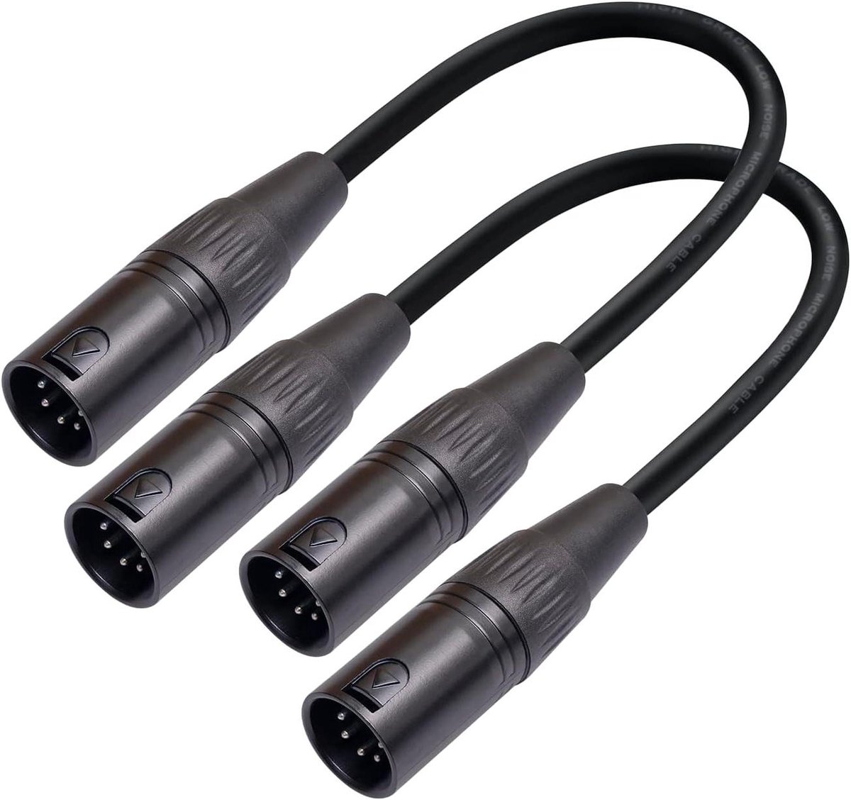 XLR DMX Kabel - Audiokabel Verlichting - Lichtsturing Podium - Vergulde Connectoren - 2 x 30 cm - Zwart