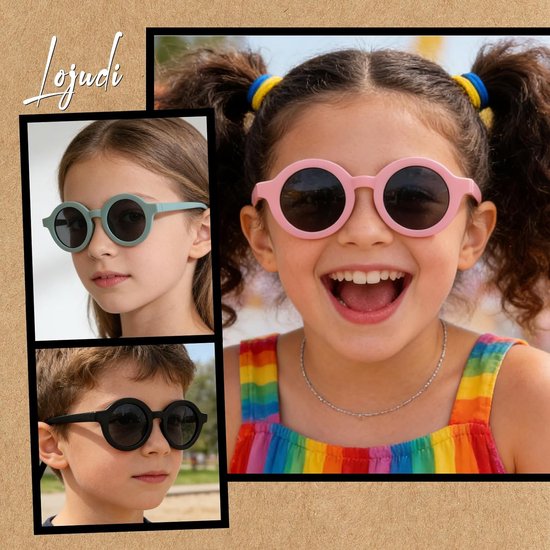 Kinderzonnebril - Ronde Zonnebril - Bescherming Tegen Zon - Flexibel Rubber Frame - 48 mm Lensbreedte - Niet gespecificeerd van Merkloos — afbeelding 3