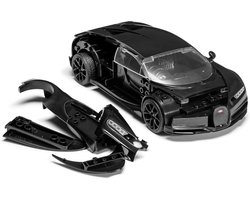 Modelauto Bugatti Chiron - Bouwset Speelgoed - Kinderen Knutselen - Lijmvrij Bouwen - 44 Stukken - Zwart