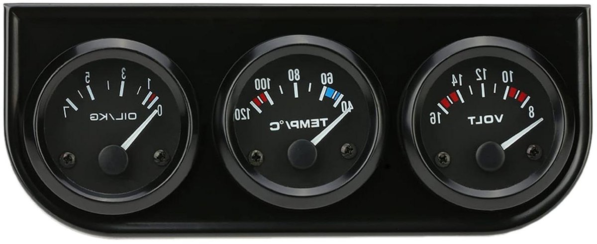 Elektronische Meetinstrumenten - 3-in-1 Meter - Voertuig Monitoring - Hoge Gevoeligheid Nauwkeurigheid - 52 mm - Zwart