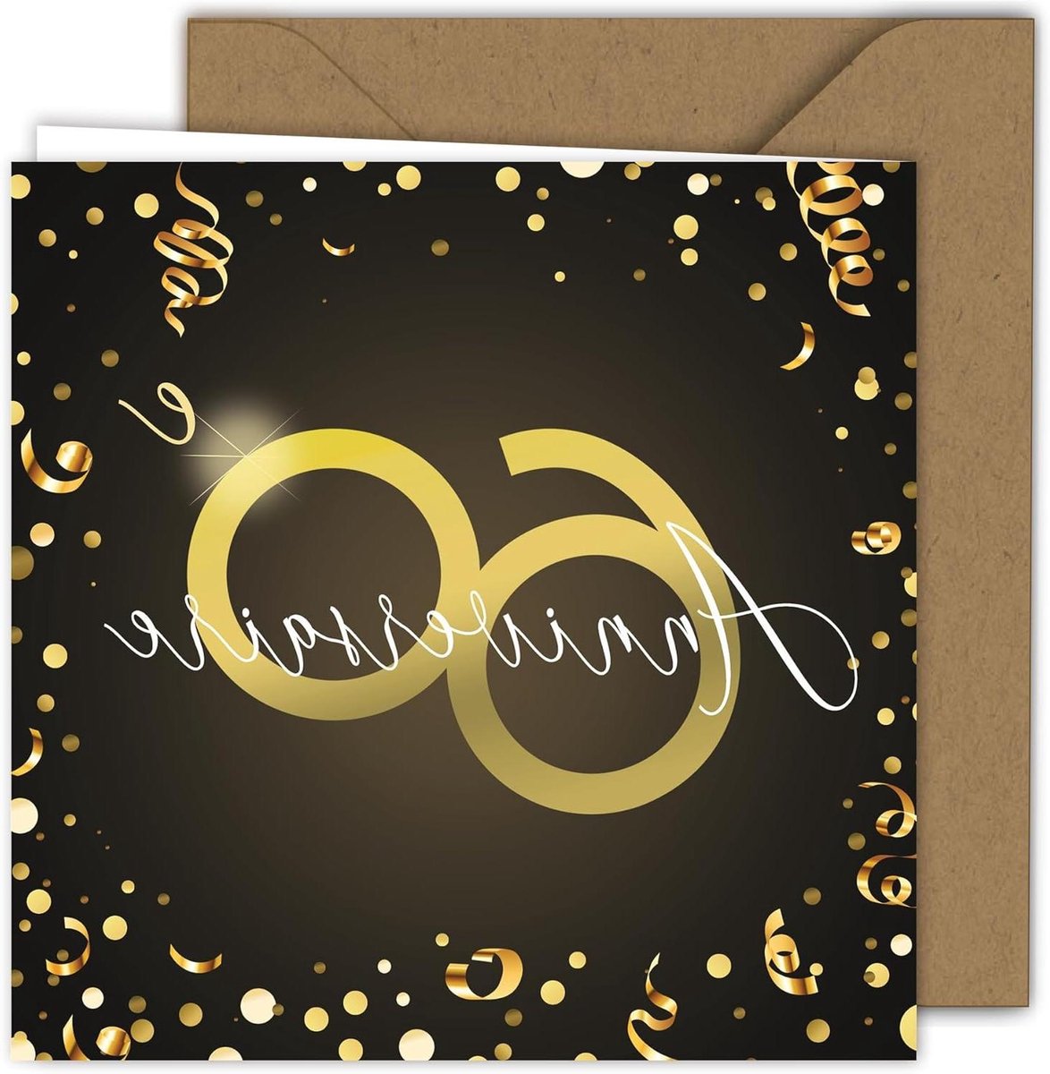 Verjaardagskaart Gouden Jubileum - Wenskaart 60 Jaar - Grote Boodschap Delen - FSC-gecertificeerd Papier - 15 x 15 cm