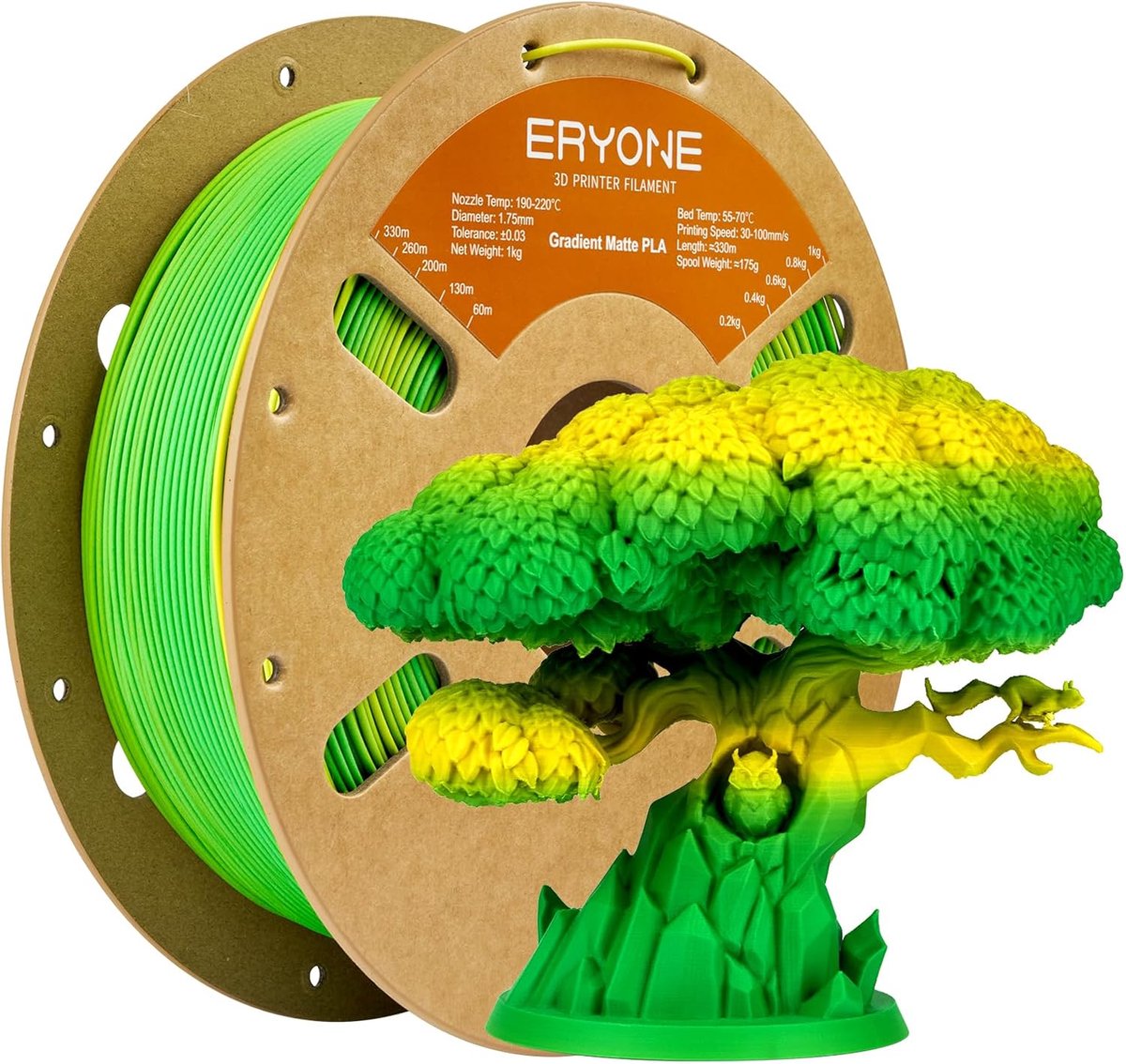 Mat PLA Filament - 3D Print Draad - Objecten Printen - Kleurverloop - 1 kg - Goud (geel en groen)