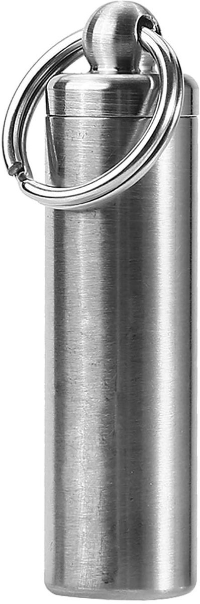 Store_9 - Waterdichte sluitfles - Pillencapsule sleutelhanger - Draagbare pillendoos voor outdoor - Roestvrij staal - Perfect voor reizen - Compact...
