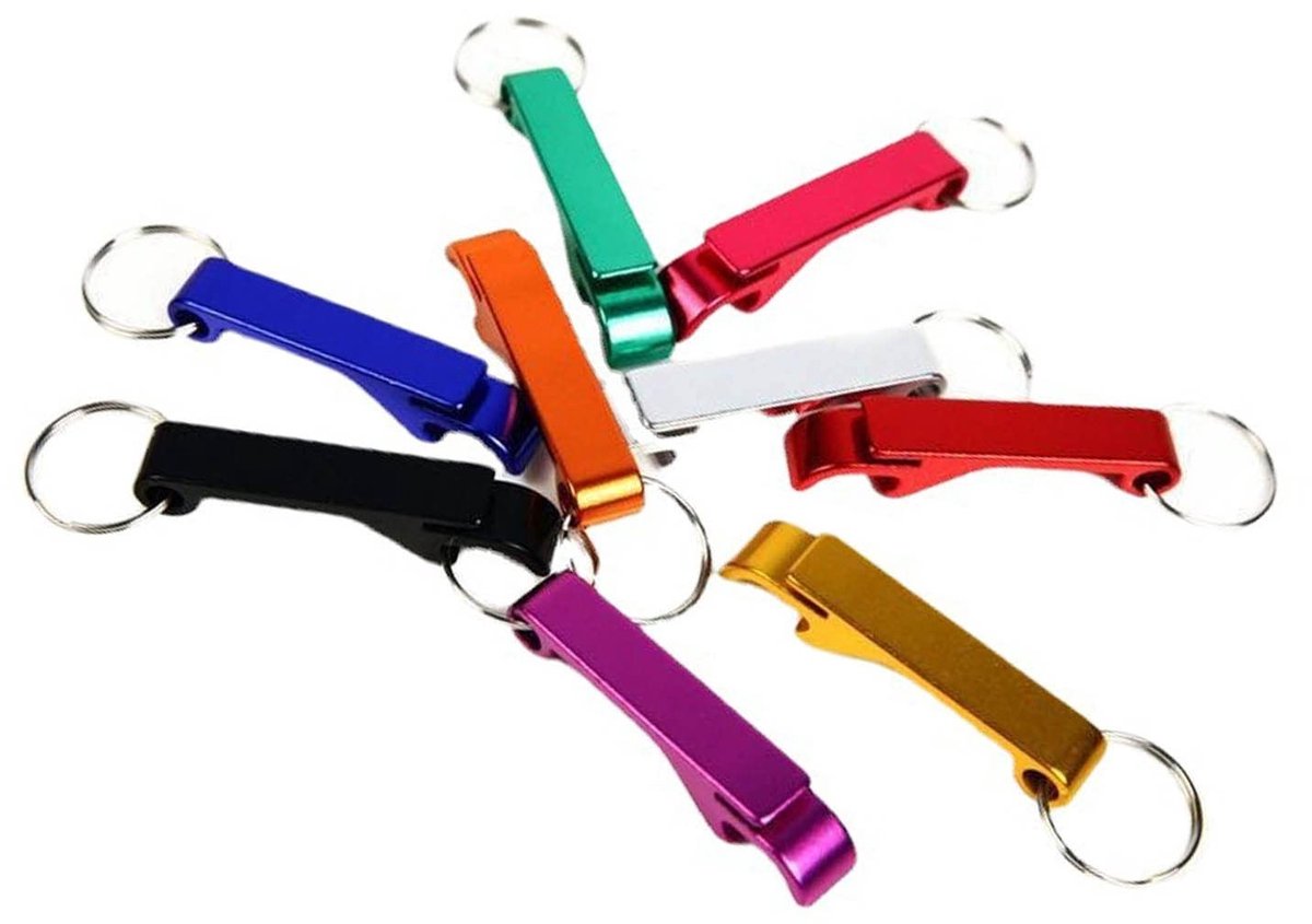 VT Goods - Sleutelhanger Flesopener - Mini Bieropener - Duurzaam en Praktisch - Kleurrijk en Compact - Aluminium Drankopener - Ideaal voor Feestjes ..