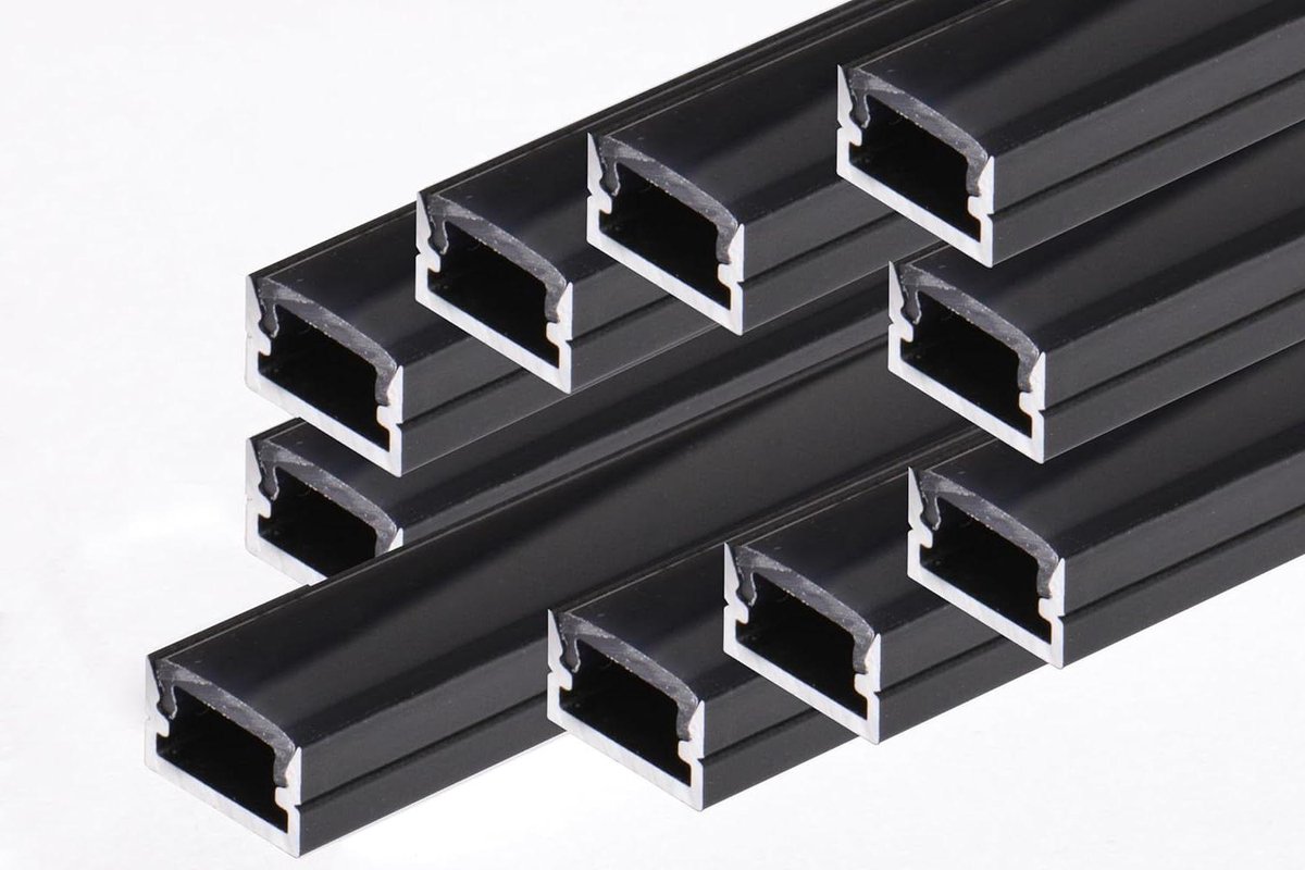 Aluminium profiel - Led profiel - Led strips monteren - Zwarte afdekking - 10 x 3 meter - Zwart