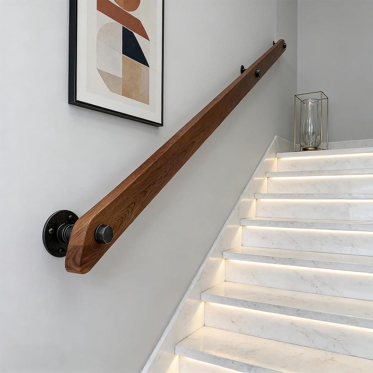 Houten Trapleuning - Muurbeugel Trap - Veiligheid Binnen - Glad Afgewerkt Grenenhout - 440cm - Niet gespecificeerd