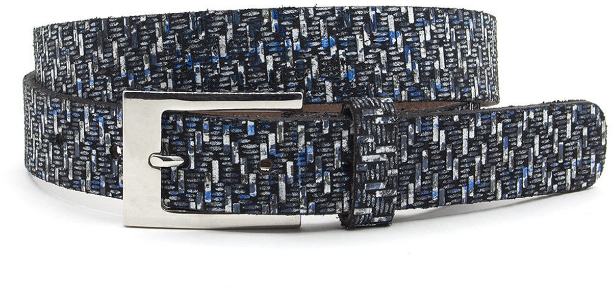 Dames ceintuur zwart tweed - 3 cm breed - Leer - Jeans riem - Casual - Maat 95