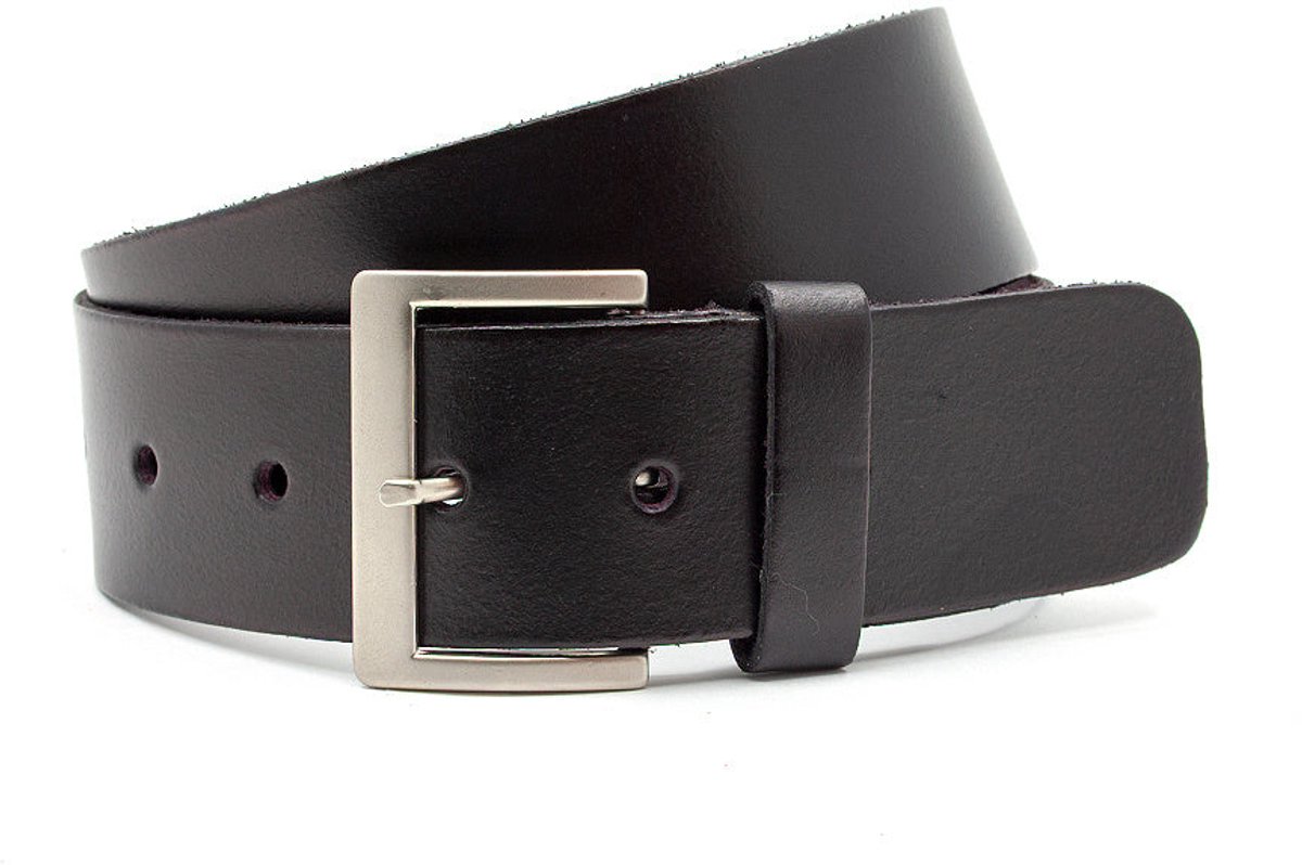 Damesceintuur zwart - 5 cm breed - Leer - Jeans riem - Casual - Maat 90