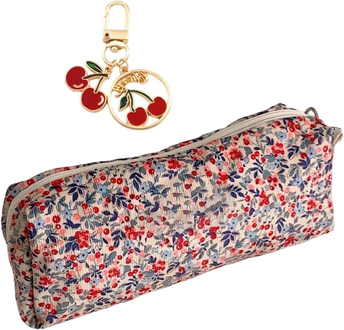 Flower bag met rits, kleine etui, beige make-up tas en schattige cartoon tas voor dagelijks gebruik