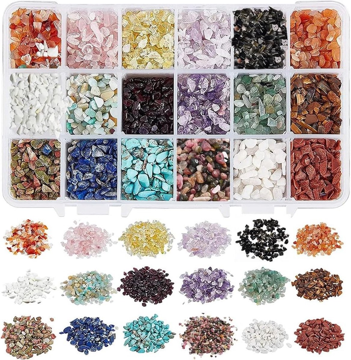 1 Doos Gemstone Crushed Beads Geen Gat Natuurlijke Materialen voor Sieraden Maken - Ongelijkmatige Chips in Diverse Kleuren