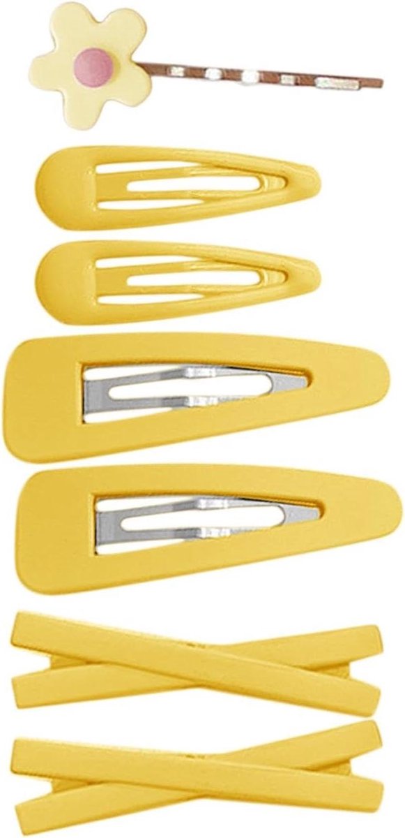 Haarspeldjes Set - Bloem Clips - Haar Decoratie - Gouden Afwerking - 20 cm - Geel