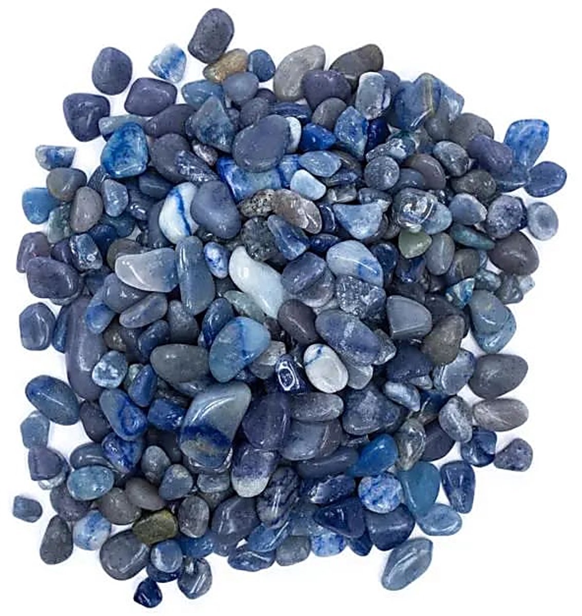 Blauwe kwarts trommelstenen A/b kwaliteit --set van 2 stuks - ±800g; ±0,5-2,5 cm - ±800g; ±0.5-2.5cm