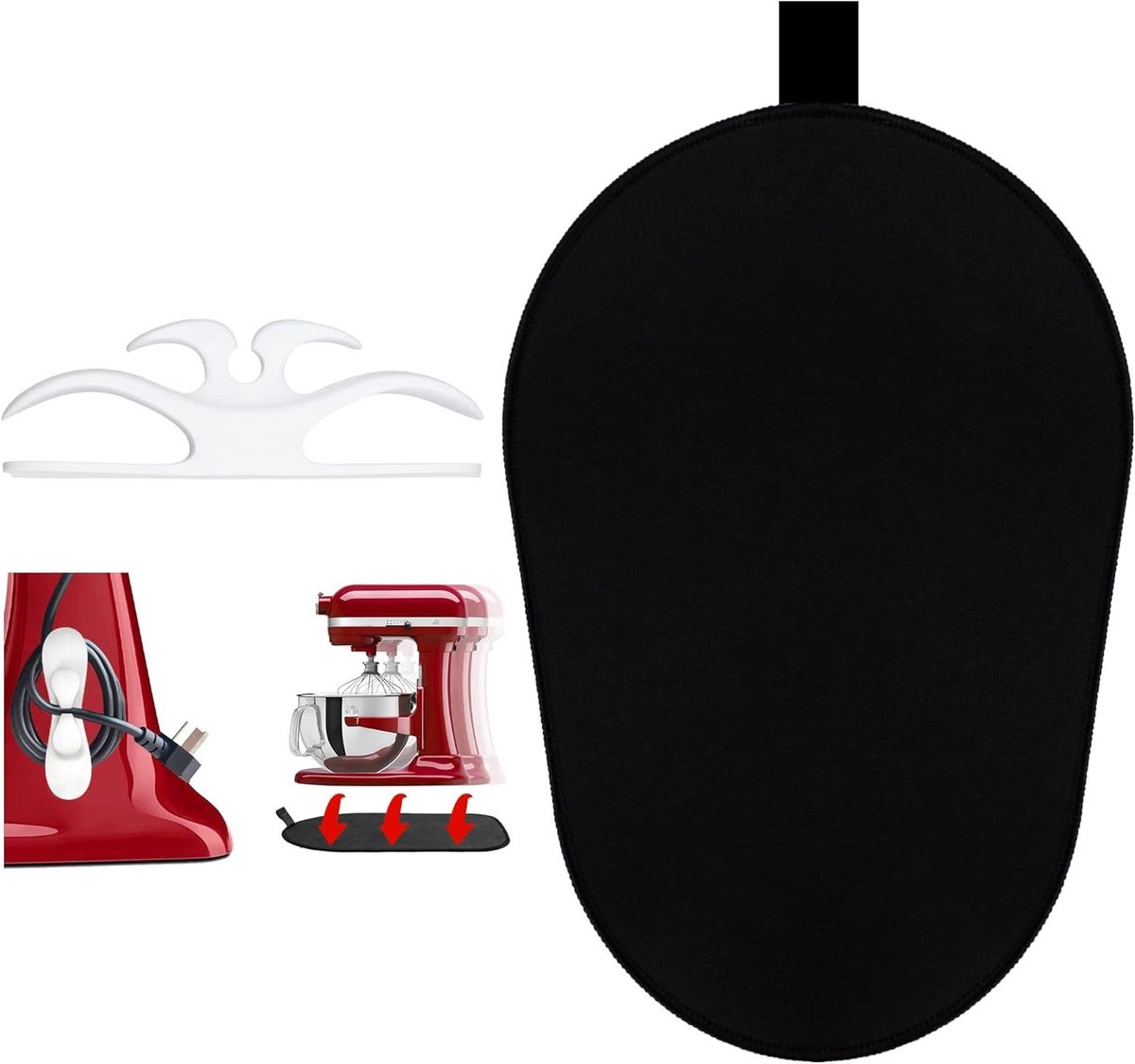Schuifmat Mixer Keukenmachine Accessoire Apparaat Verplaatsen Antislip Rubber Doek 37 x 25 cm Zwart
