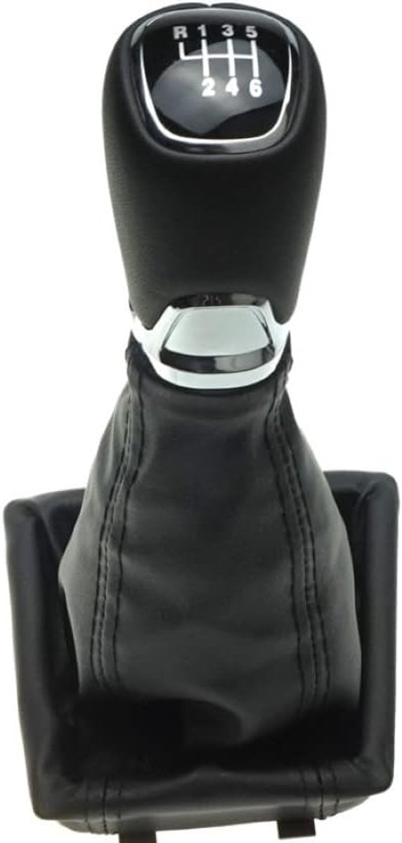 Schakelpook Leer - Versnellingspook Knop - Auto Versnellen - 6 Versnellingen Schema - 22 cm Lengte - Zwart — afbeelding 2