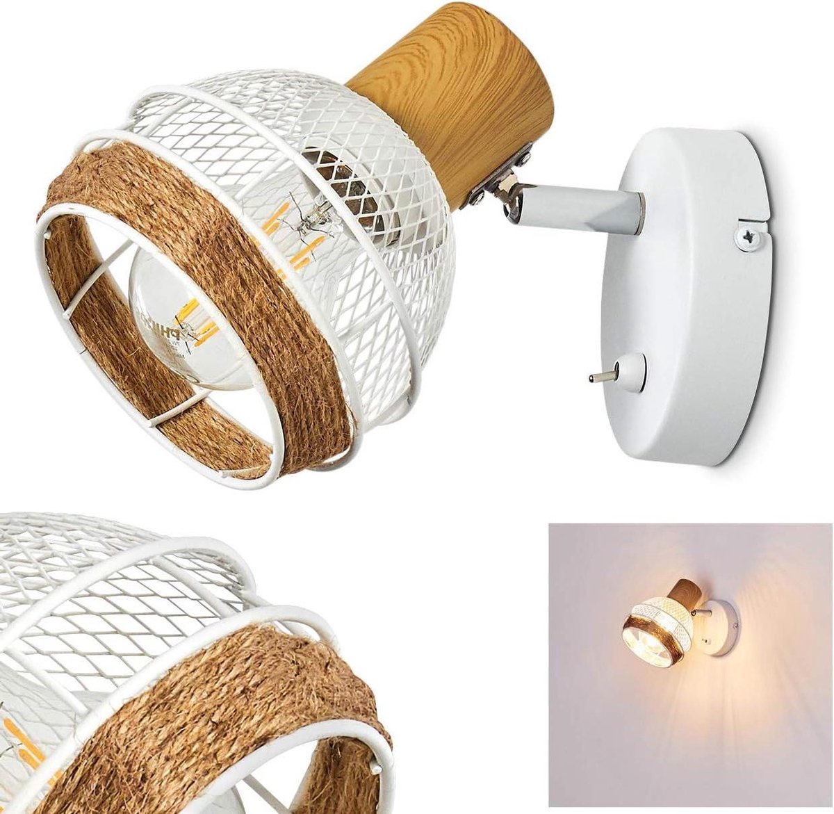 Wandlamp - Muurspot Plafondspot - Binnenverlichting Sfeervol - Verstelbare Rasteroptiek - 12.2 cm x 15 cm - Wit