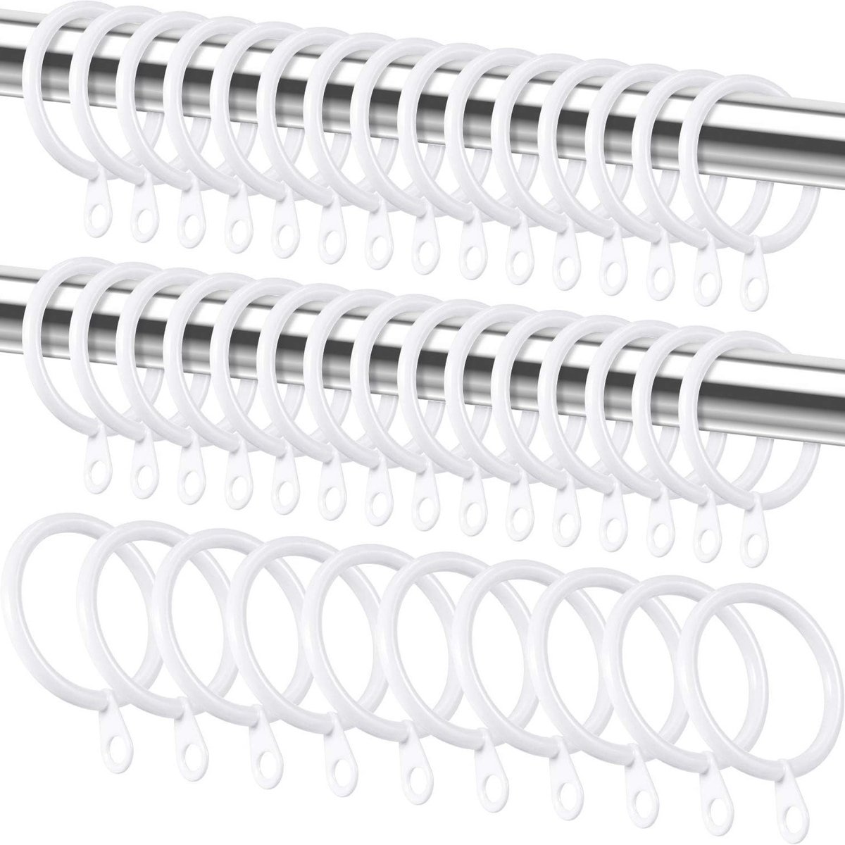 40 Stuks Metalen Gordijnringen met Oogjes, Ideaal voor Gordijnroedes en Drape, Interne Diameter 3 cm, Wit