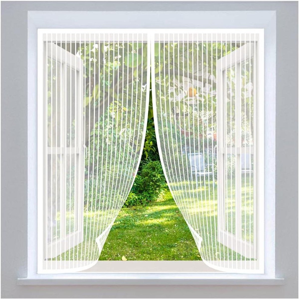 Raamhor Magnetisch - Muggengaas Raam Gordin - Insecten Buiten Houden - Automatisch Sluitend - 80x225cm - Wit