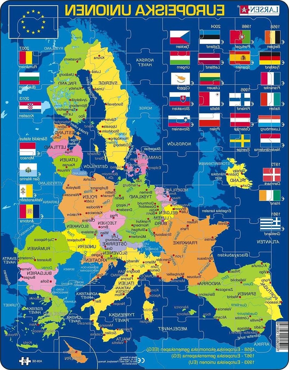 Europese Unie Puzzel - EU Kaart Puzzel - Aardrijkskunde Leren - Zelfcorrigerend Ontwerp - 285mm x 365mm - Multicolor