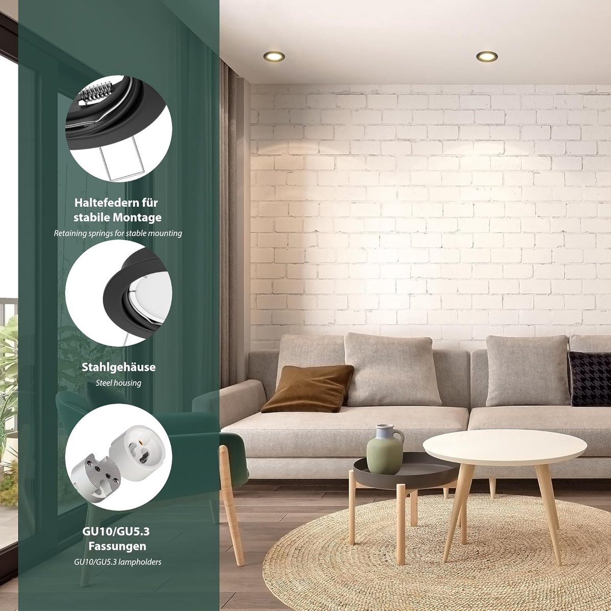 Plafondinbouwframe - Inbouwspot Frame - Verlichting aanbrengen - Robuuste stalen behuizing - 58-75 mm inbouw - Zwart mat