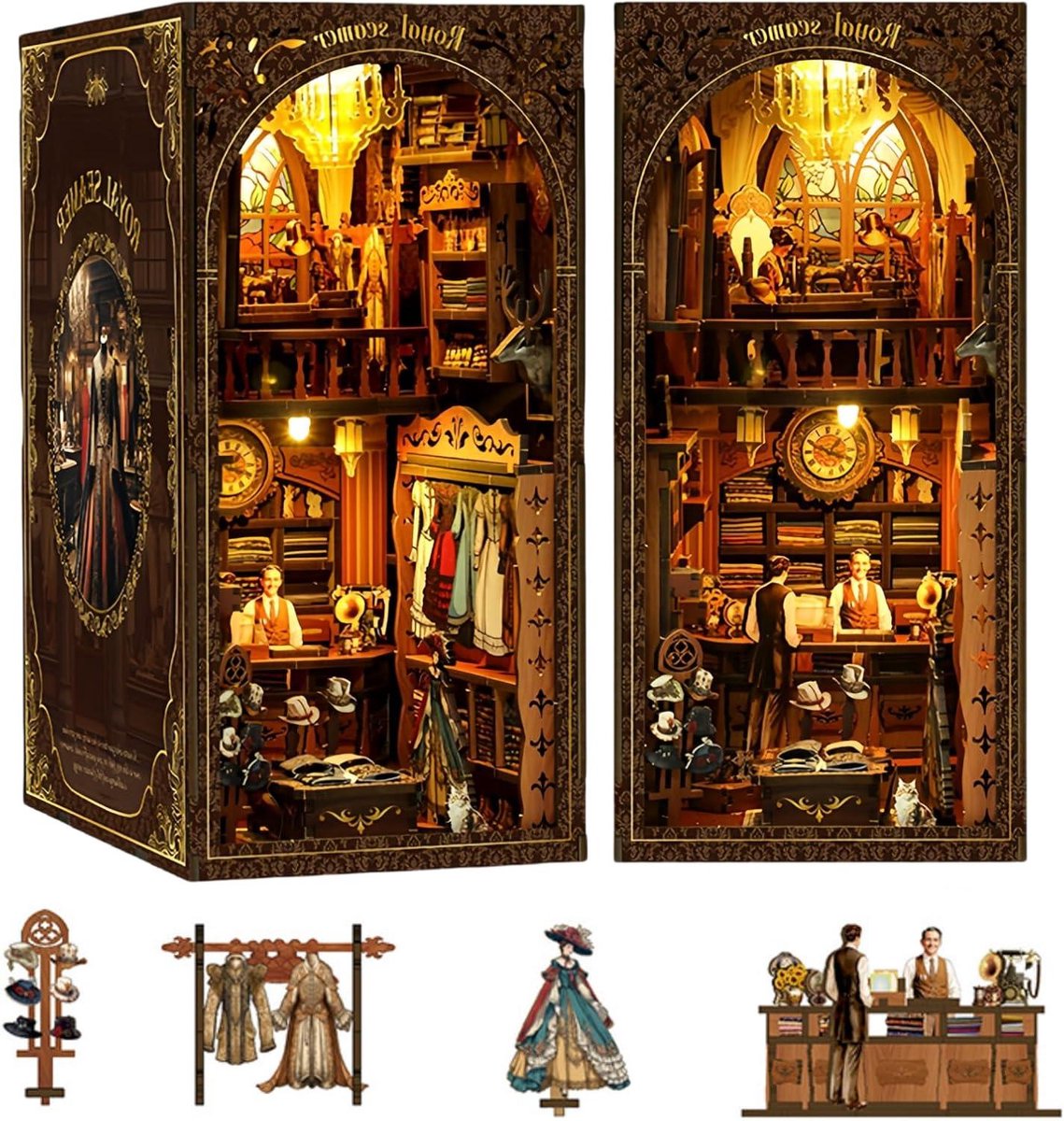 Boek Nook Kit - Boekensteun Puzzel - Huis Decoratie - Victoriaans Kleermakers Thema - M - Bruin