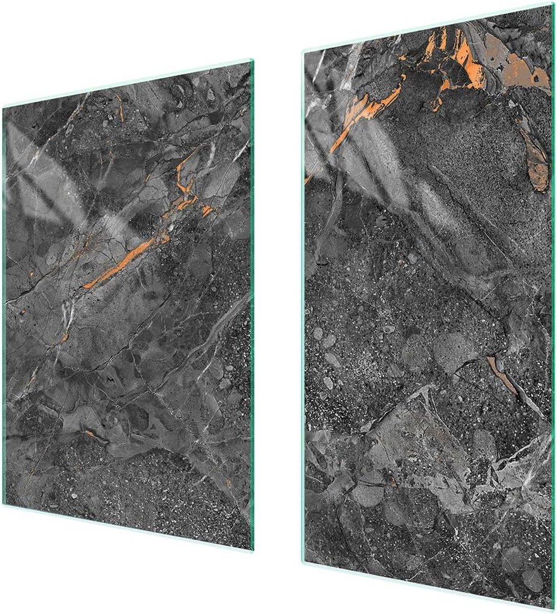 Universele afdekplaat - Fornuisbeschermer Snijplank - Keukenwerkblad Beschermen - Gehard Glas - 75 x 52 cm - Marmer