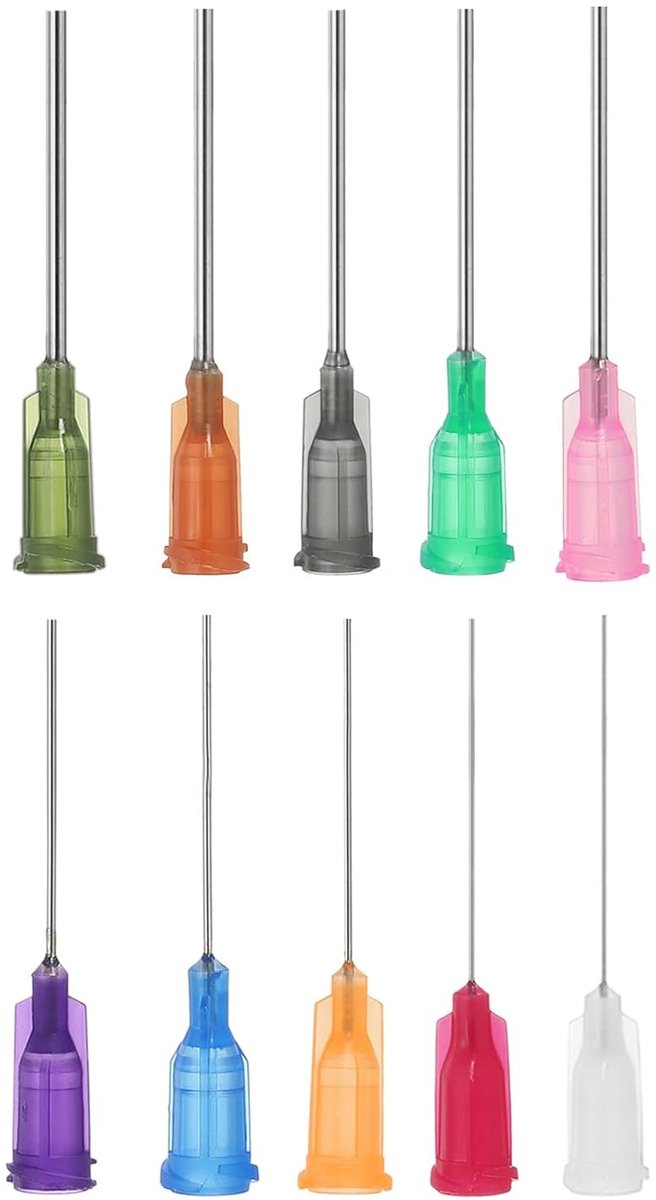 Dull Tip Dosing Needles van PATIKIL - Diverse Dikte - Pack van 10 - 2.5 cm - Industrieel Vloeistof Doseernaald met Luer Lock voor Bijvullen van Vloeibare Inkt - Lijm - Meerkleurig