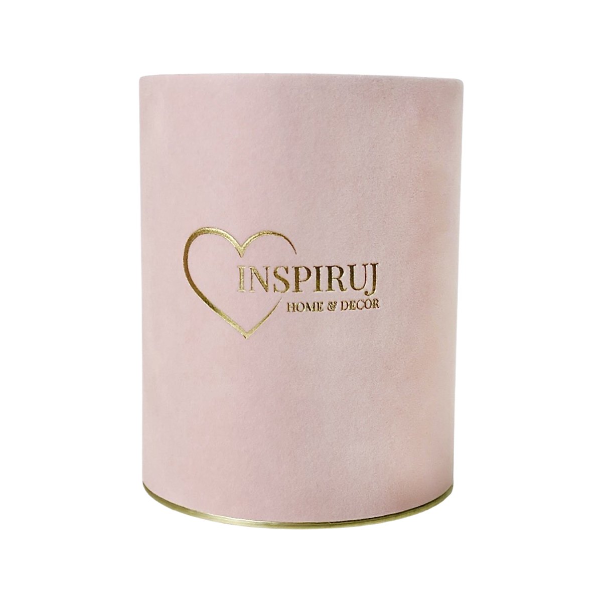 Inspiruj - Fluwelen Bloemendoos - Roze - Goud Logo - Ø10cm - H13cm