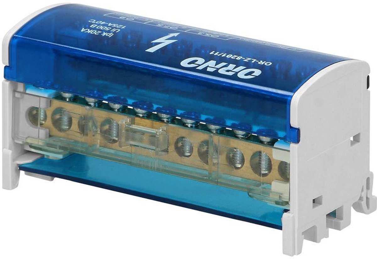 Orno - Blokverdeling - 2-rijen - 11 Draden - DIN-rail/Montageplaat