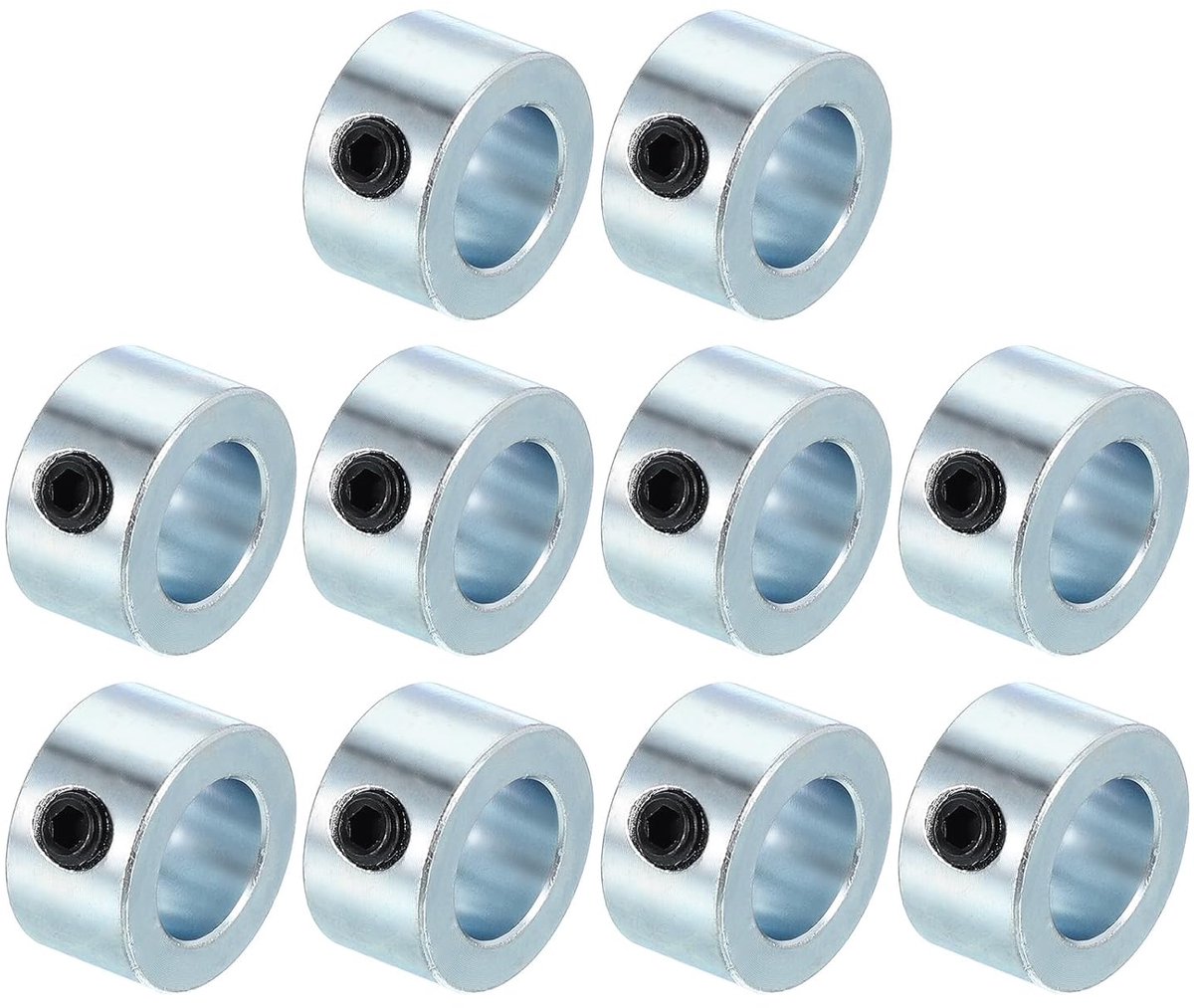 Boorgat 1/2 inch golfkraag - 7/8 inch OD - 1/2 inch dik - 10 stuks verzinkt koolstofstaal landflappenkraag met M6 schroefdraadstift voor de machinebouw - zilver