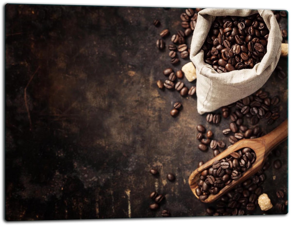 TMK ArtDeko - Glazen Snijplank - 52x40 - Inductiekookplaat - Koffiedesign