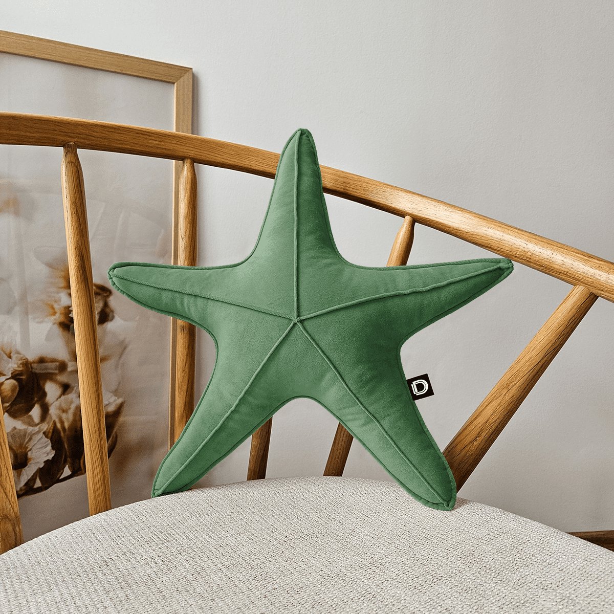 Decordruk VELVET - Sierkussen - Stervorm - Groen