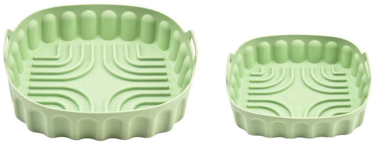 2 groene vierkante siliconen bakmatten voor de airfryer