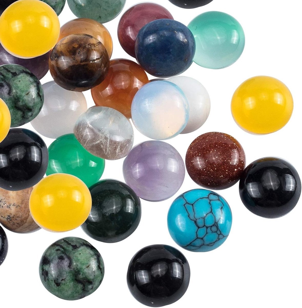 46 Stuks Half Ronde Cabochon Flatback Edelstenen Kralen Natuurlijke Kwarts Chakra Steentjes voor Sieraden Maken (8mm)