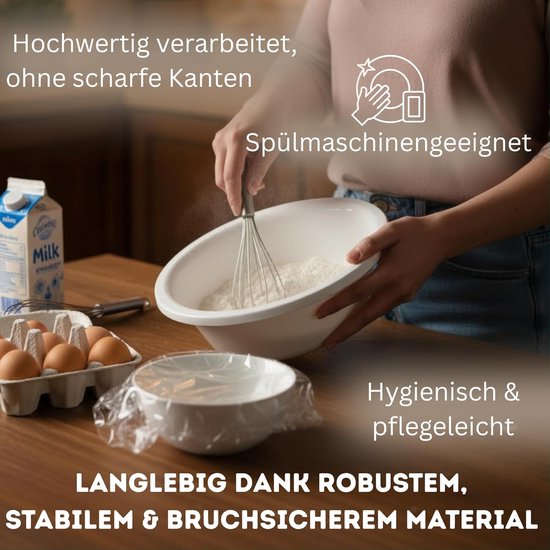 Ronde plastic kommen - Kleine wasbakken - Keukenwerk en schoonmaken - BPA-vrij en voedselveilig - 4 stuks 16 cm - Wit — afbeelding 3