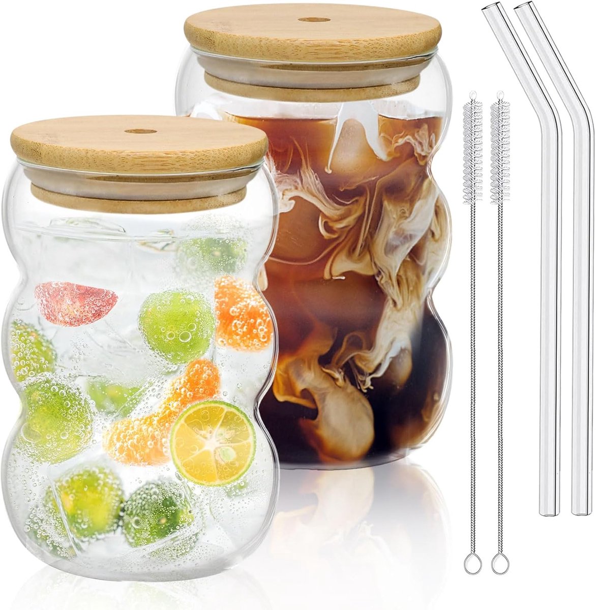 Matcha Latte Glas Set - 2 Stuks - Duurzaam Drinkglas