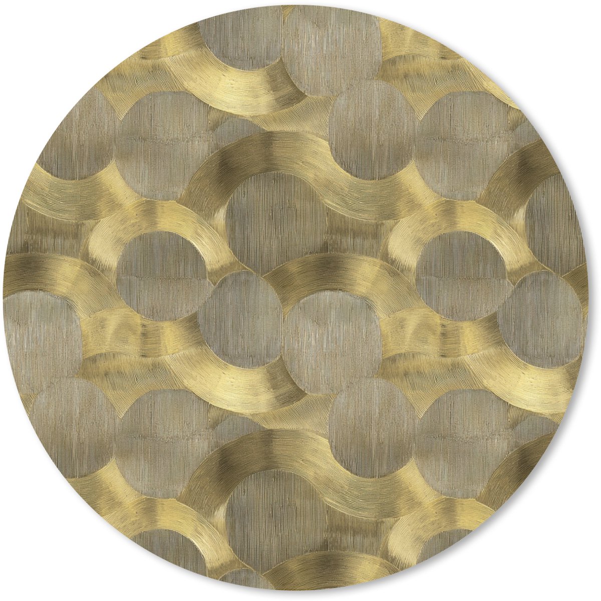Muismat rond 30x30 cm - Mousepad Modern - Geometrisch - Goud - Ronde muismatten