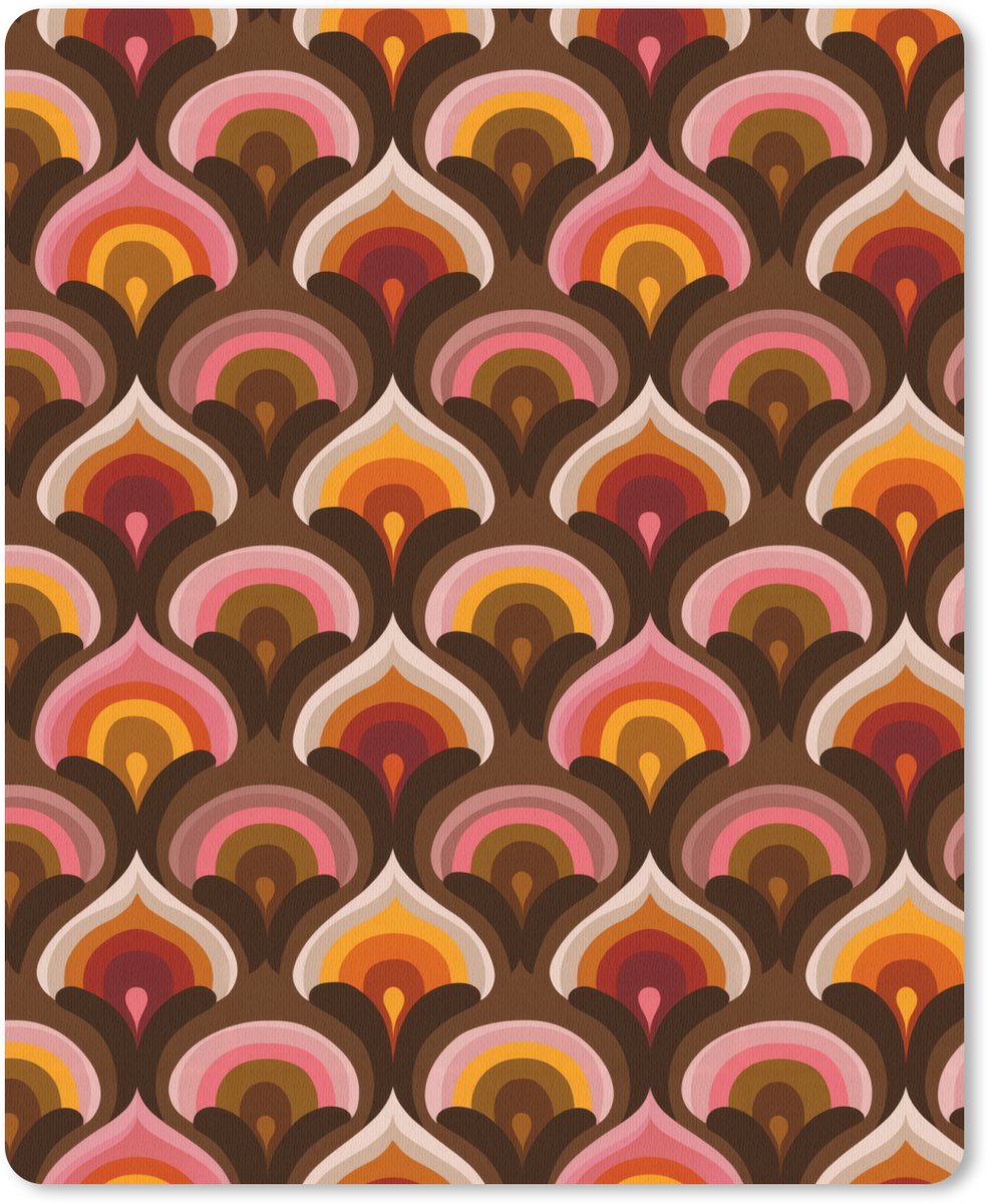 Muismat 12x16 cm - Mousepad Patroon - Retro - Kleurrijk - Muismatten