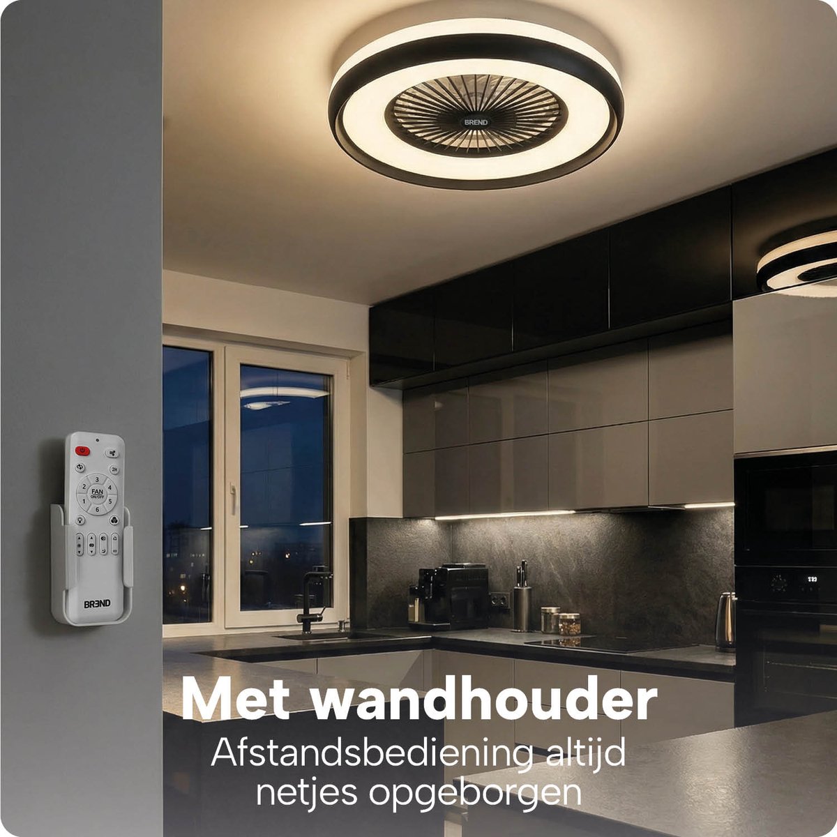 Slimme Plafondlamp met Ventilator – Plafondventilator met App en Afstandsbediening - 4800 Lumen - RGB - 6 Snelheden - BREND BR-2253 thumbnail 7