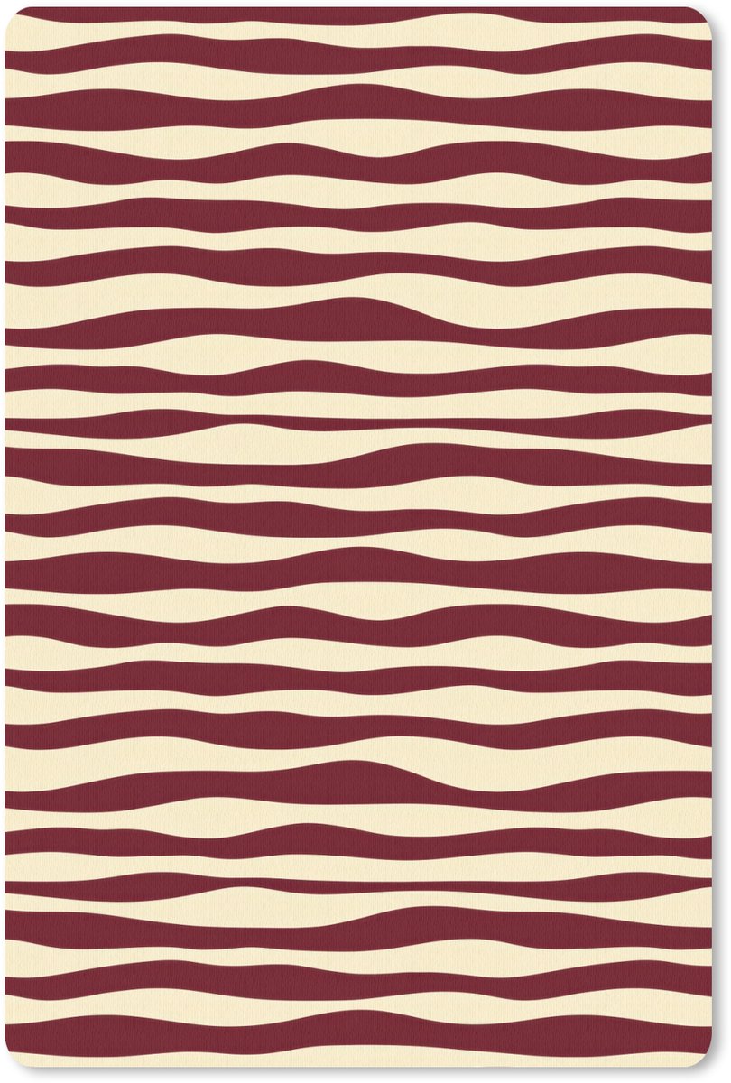 Muismat 13x20 cm - Mousepad Golven - Rood - Patroon - Crème - Muismatten